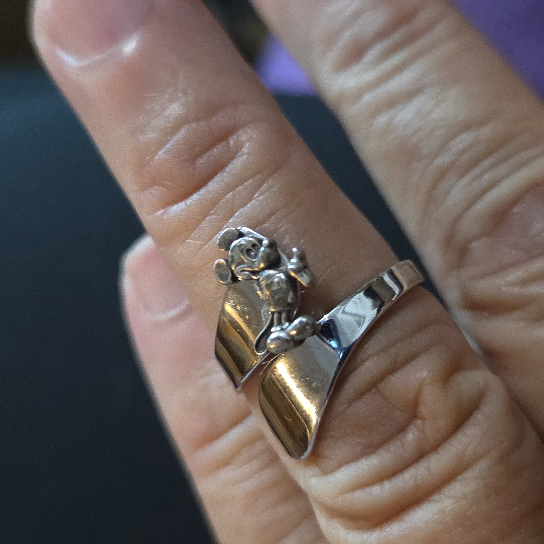 Mickey Mouse Sterling Ring Vintage 1970's